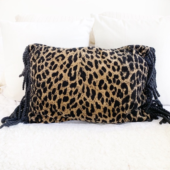leopard print pillows with fringe